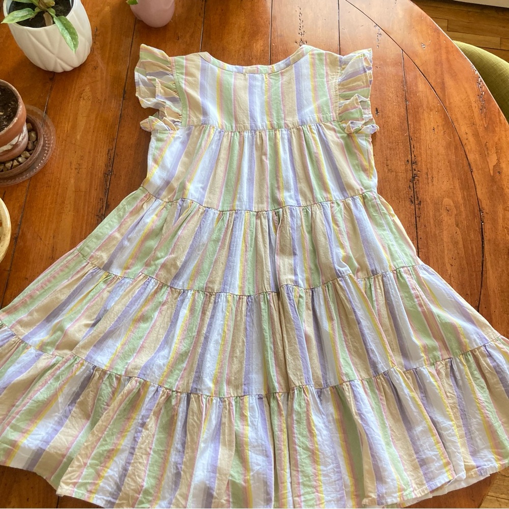 Roller Rabbit 100% cotton Rainbow Striped Ruffle Sleeve Dress size XS - Picture 7 of 8